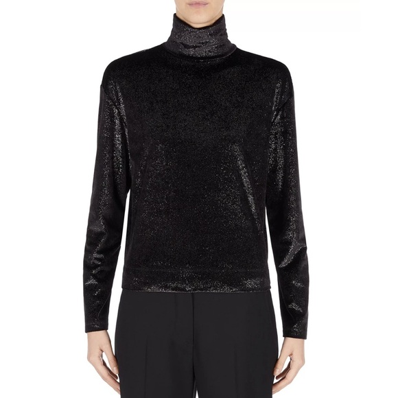 Emporio Armani Metallic Chenille Turtleneck Top Size 42 NWT - Picture 1 of 3